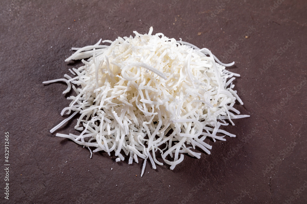 Grated coconut on top of stone