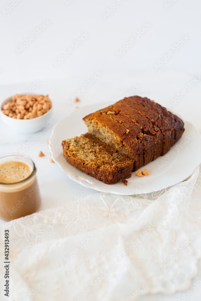 Sliced Banana Bread Loaf