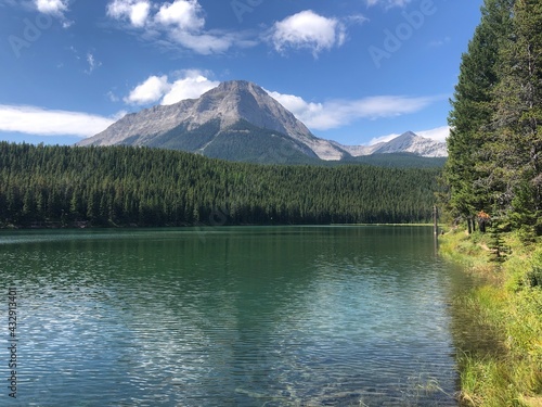 Chinook Allison Lake near Crowsnest Pass, Alberta, Canada. Chinook Lake is one of the most popular campgrounds in the Crowsnest Pass area