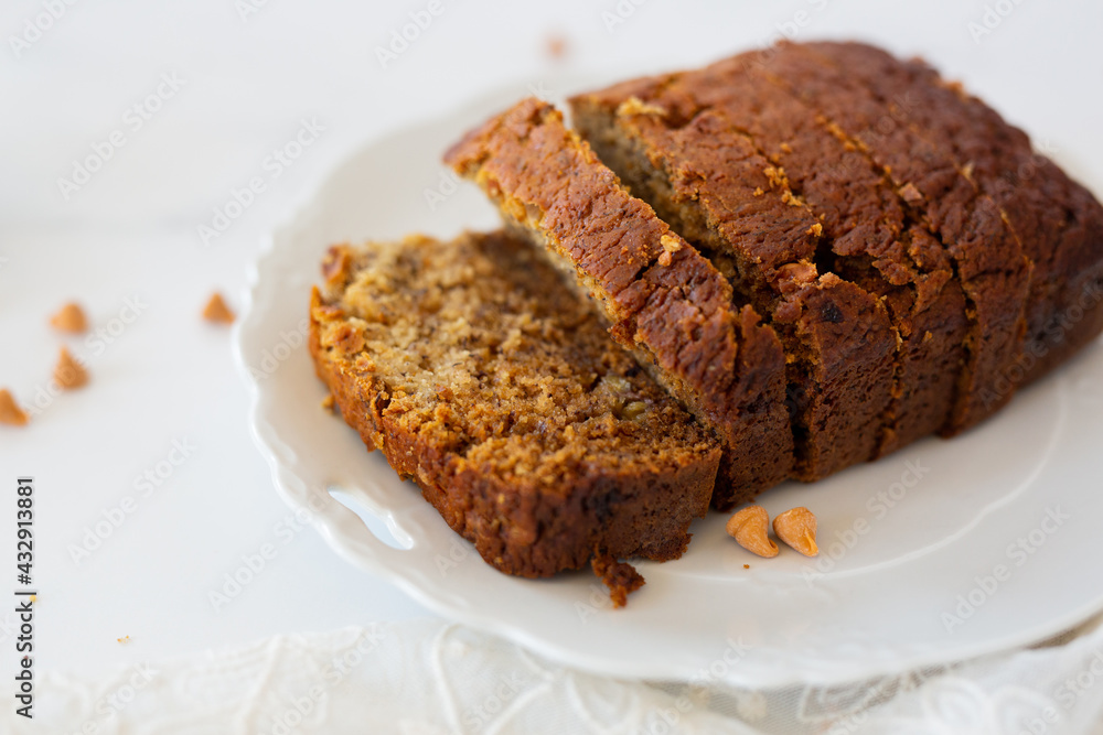 Sliced Banana Bread Loaf