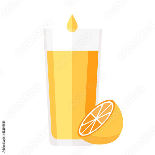 Cartoon vector illustration isolated object fresh fruit yellow lemon and a galss of juice