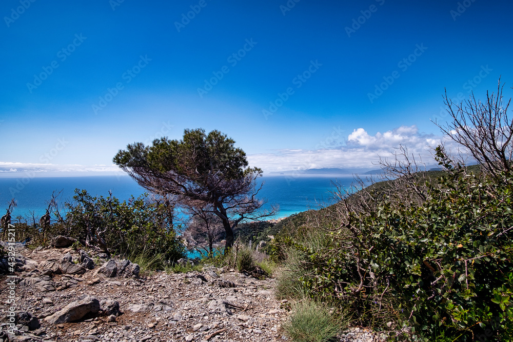 the splendid bay of the Saracens in Varigotti, photographed along the pilgrim's path the splendid bay of the Saracens in Varigotti, photographed along the pilgrim's path