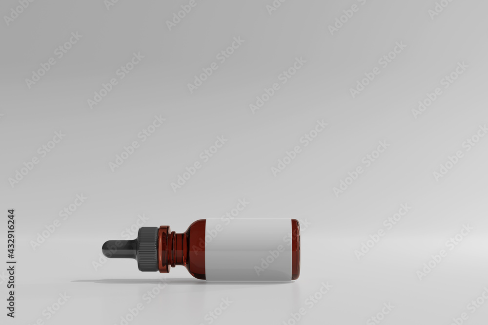 Isolated Amber Glass Dropper Bottle 3D Rendering Isolated Amber Glass Dropper Bottle 3D Rendering