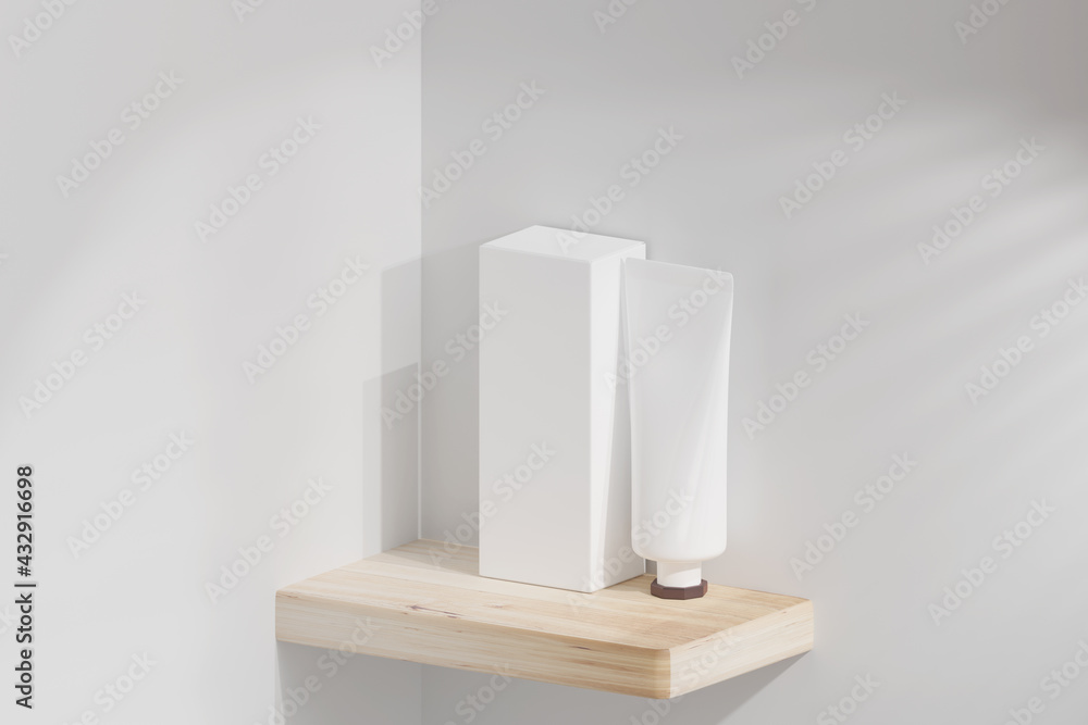 Isolated Cosmetic Tube with Box 3D Rendering Isolated Cosmetic Tube with Box 3D Rendering