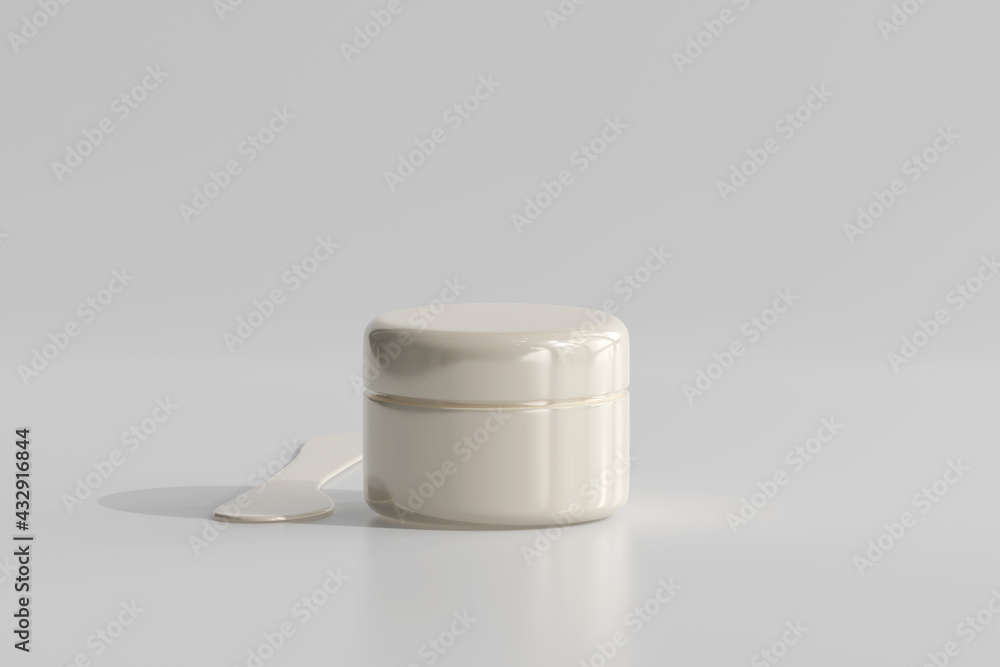 Isolated Cosmetic Jar with Transparent Label 3D Rendering Isolated Cosmetic Jar with Transparent Label 3D Rendering