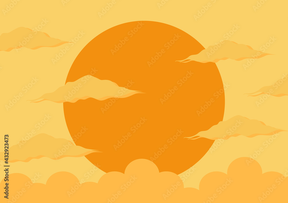 illustration of a sunset, with a beautiful yellow and orange color combination in the afternoon illustration of a sunset, with a beautiful yellow and orange color combination in the afternoon