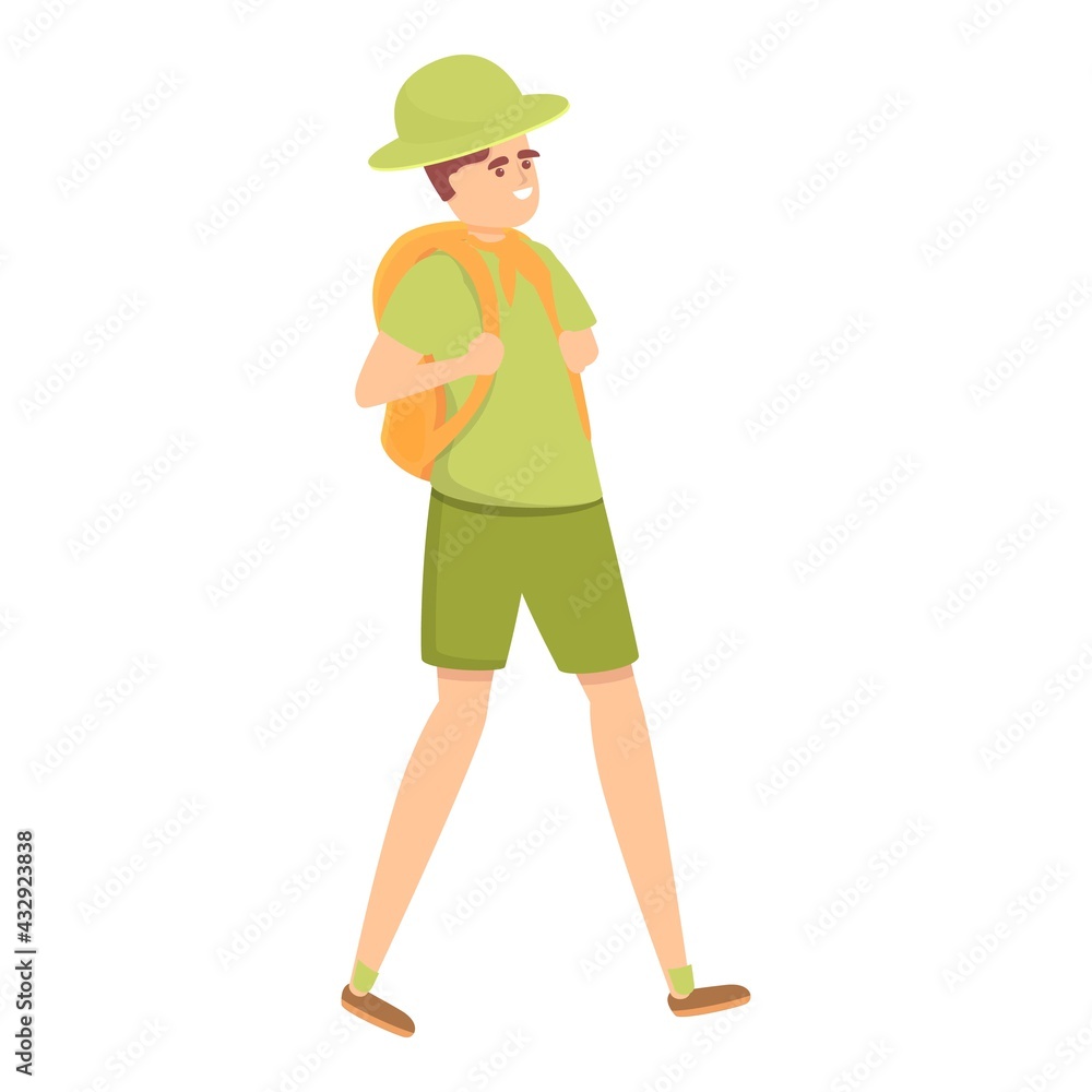 Smiling scouting boy icon. Cartoon of Smiling scouting boy vector icon for web design isolated on white background Smiling scouting boy icon. Cartoon of Smiling scouting boy vector icon for web design isolated on white background