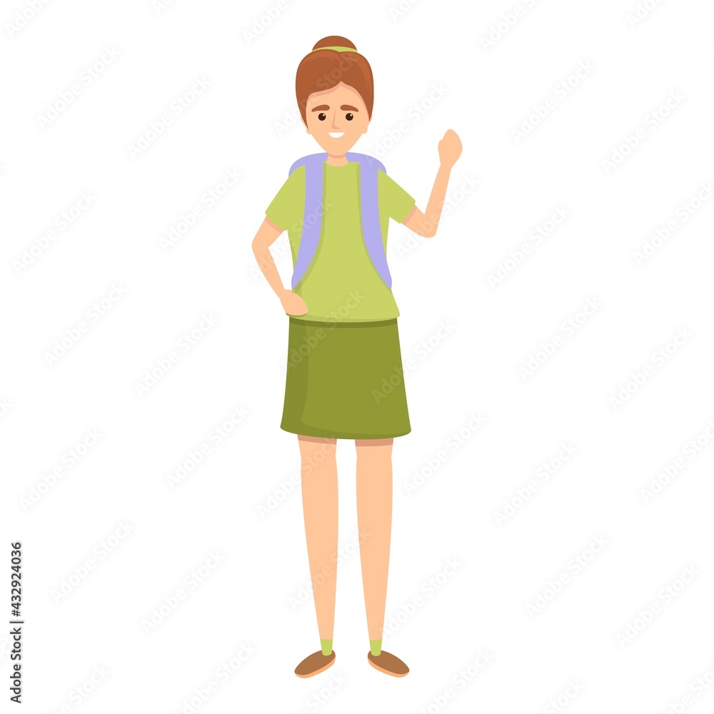 Scouting summer girl icon. Cartoon of Scouting summer girl vector icon for web design isolated on white background Scouting summer girl icon. Cartoon of Scouting summer girl vector icon for web design isolated on white background