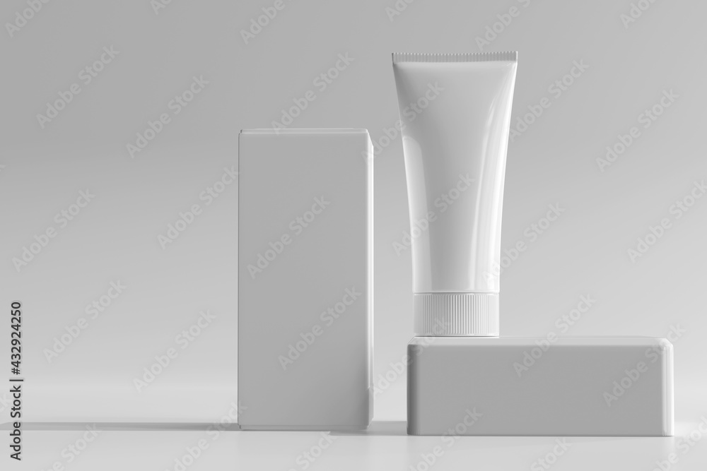 Isolated Cosmetic Cream Tube with Box 3D Rendering Isolated Cosmetic Cream Tube with Box 3D Rendering