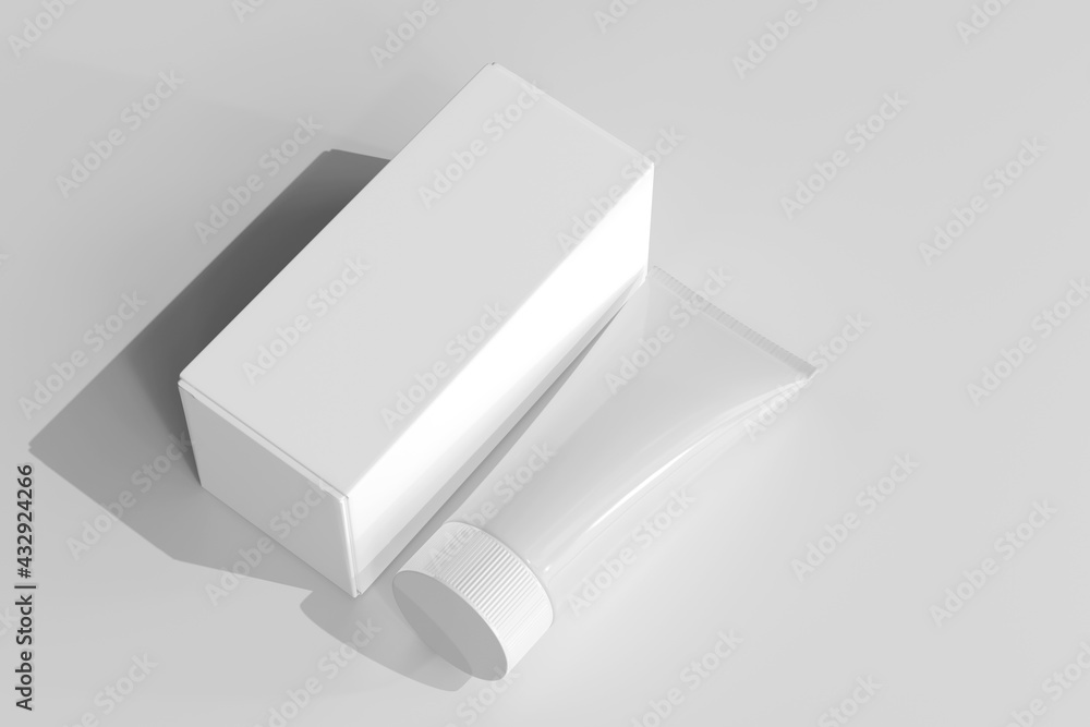 Isolated Cosmetic Cream Tube with Box 3D Rendering Isolated Cosmetic Cream Tube with Box 3D Rendering