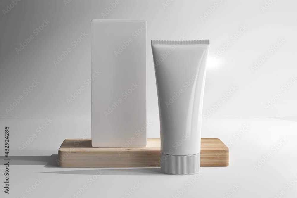 Isolated Cosmetic Cream Tube with Box 3D Rendering Isolated Cosmetic Cream Tube with Box 3D Rendering