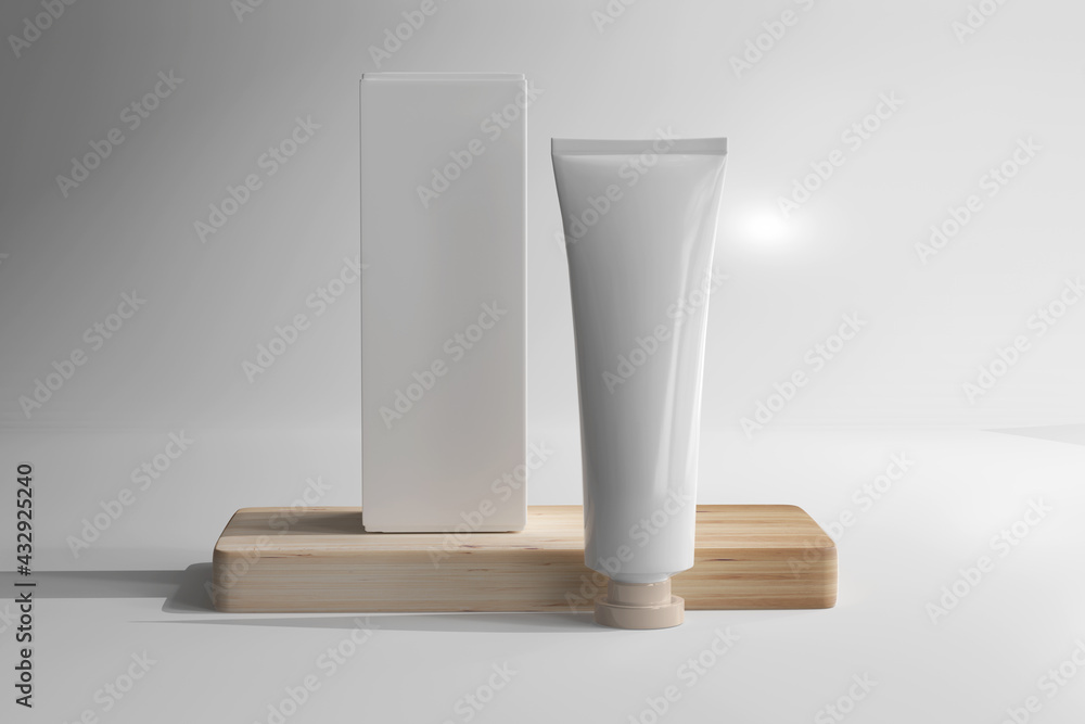 Isolated Cosmetic Cream Tube with Box 3D Rendering Isolated Cosmetic Cream Tube with Box 3D Rendering