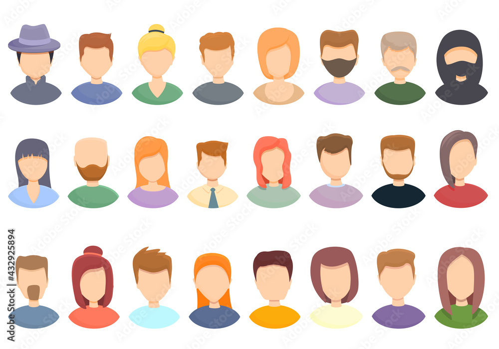 Anonymous icons set. Cartoon set of anonymous vector icons for web design Anonymous icons set. Cartoon set of anonymous vector icons for web design