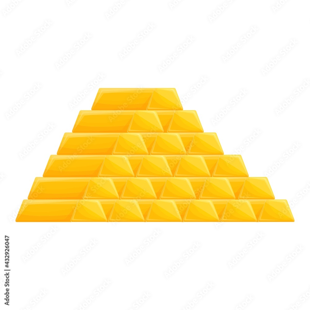 Gold bar pile icon. Cartoon of Gold bar pile vector icon for web design isolated on white background