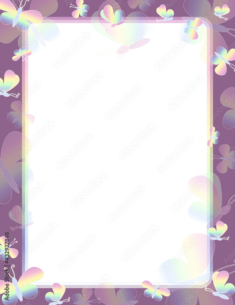 Not Lined Letterhead border. Pastel colors butterfly frame. Digital JW Letter Writing