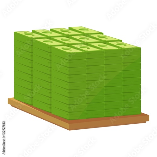 Bank cash wood pallet icon. Cartoon of Bank cash wood pallet vector icon for web design isolated on white background