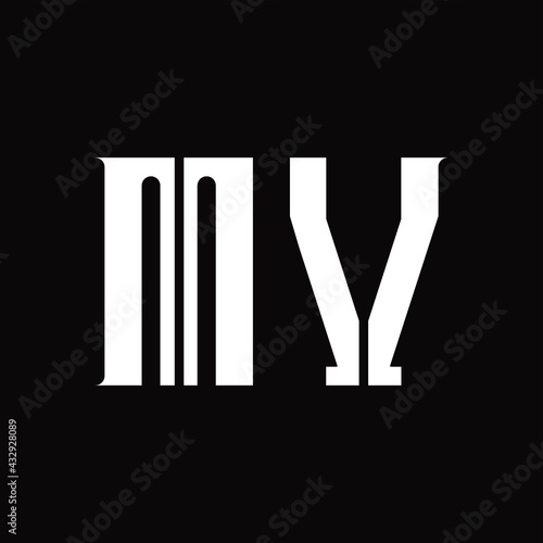 MV Logo monogram with middle slice design template