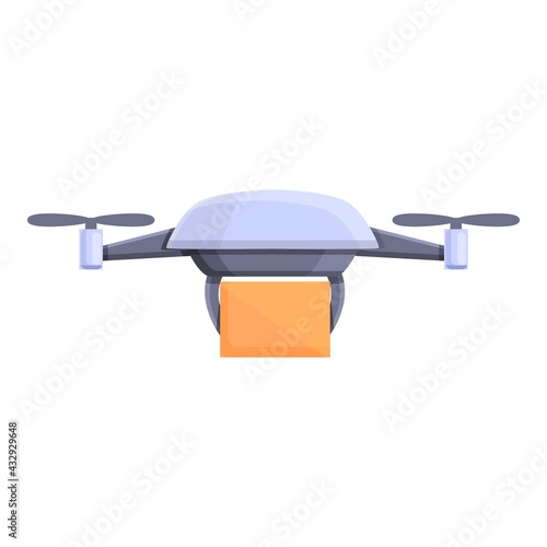 Drone parcel delivery icon. Cartoon of Drone parcel delivery vector icon for web design isolated on white background