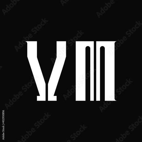 VM Logo monogram with middle slice design template