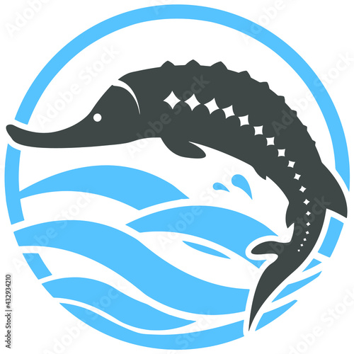Sturgeon fish store logo vector t-shirt print fishing black caviar sea fish set