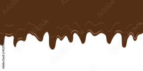 Vector dripping chocolade on a white background. Illustration for design with space for text. Vector illustration.