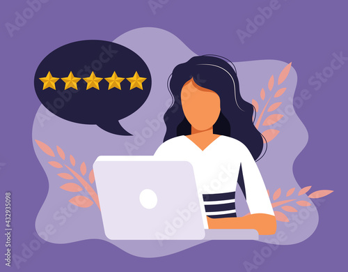 Customer satisfaction. Feedback. Rating on customer service illustration. Website rating feedback and review concept. Flat vector illustration