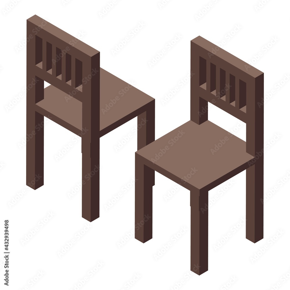 Kitchen wood chairs icon. Isometric of Kitchen wood chairs vector icon for web design isolated on white background Kitchen wood chairs icon. Isometric of Kitchen wood chairs vector icon for web design isolated on white background