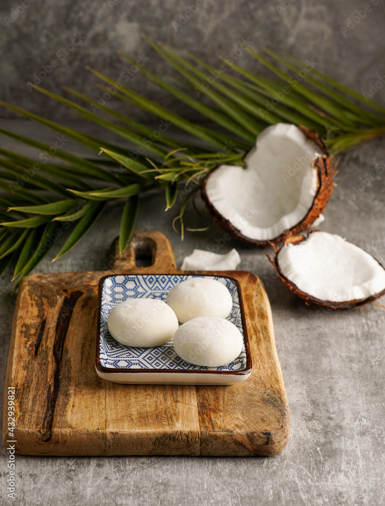 Coconut Mochi Ice Cream Japanese Frozen Mochi Stock Photo Adobe Stock Coconut Mochi Ice Cream Japanese Frozen Mochi Stock Photo Adobe Stock