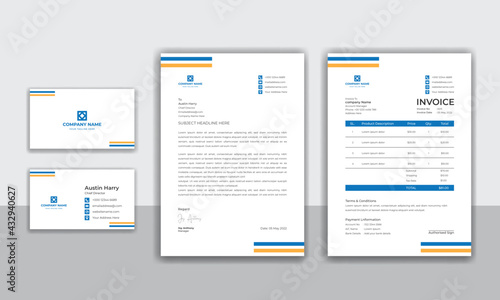 Corporate company modern identity stationery set design