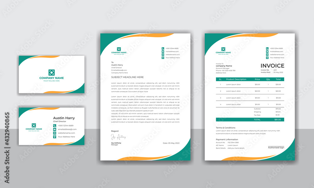 Obraz premium Corporate company modern identity stationery set design