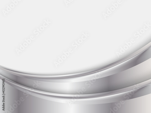 Silver and white metal wave background. Abstract vector design