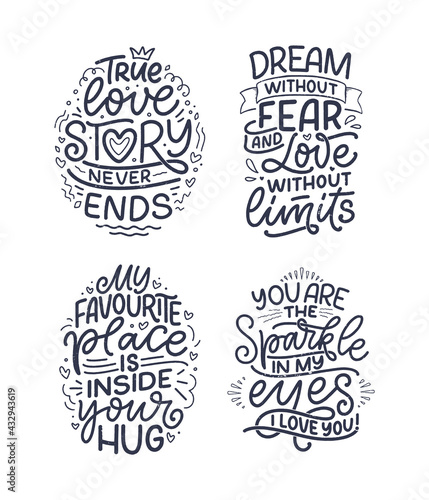Set with slogans about love...