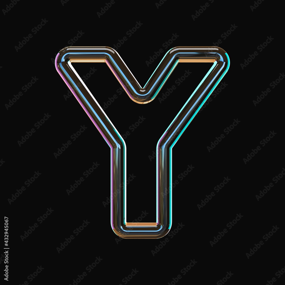 Vivid color glass font Letter Y 3D Vivid color glass font Letter Y 3D