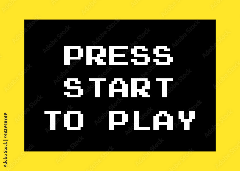 A motivational message on a computer screen: press start to play. 8-bit retro font, white text inside a black box, red background.
A motivational message on a computer screen: press start to play. 8-bit retro font, white text inside a black box, red background.