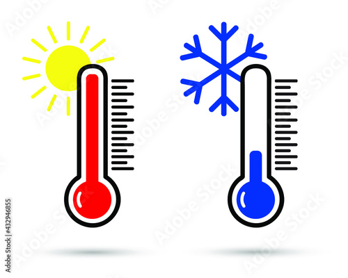 Thermometer icon for hot and cold temperature symbols, Glyph vector illustration
