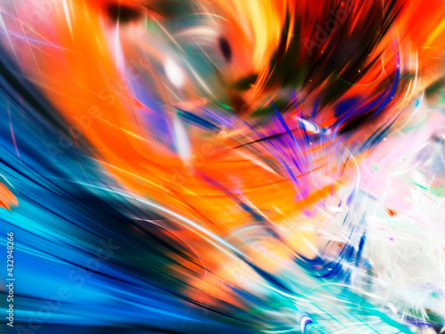 blue and orange abstract fractal background 3d rendering illustration