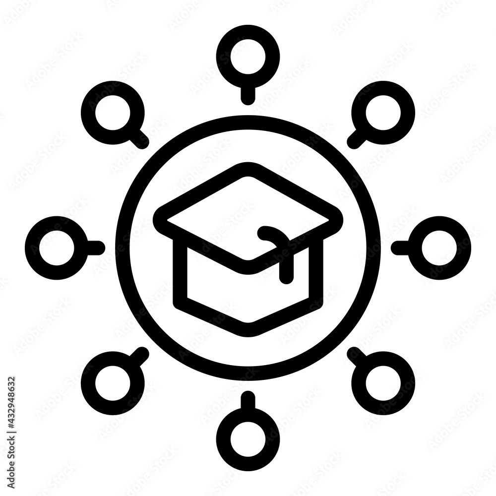 Graduation hat scheme icon. Outline Graduation hat scheme vector icon for web design isolated on white background Graduation hat scheme icon. Outline Graduation hat scheme vector icon for web design isolated on white background
