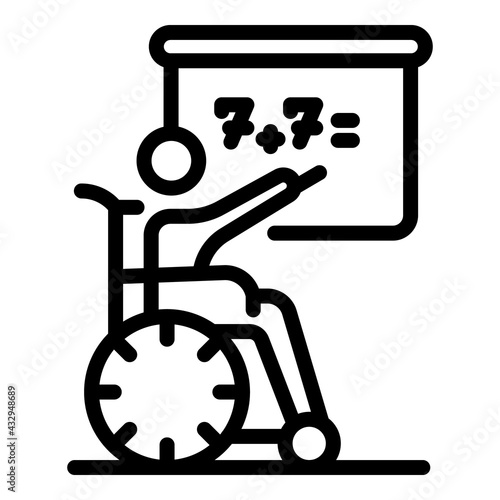 Wheelchair man at school icon. Outline Wheelchair man at school vector icon for web design isolated on white background