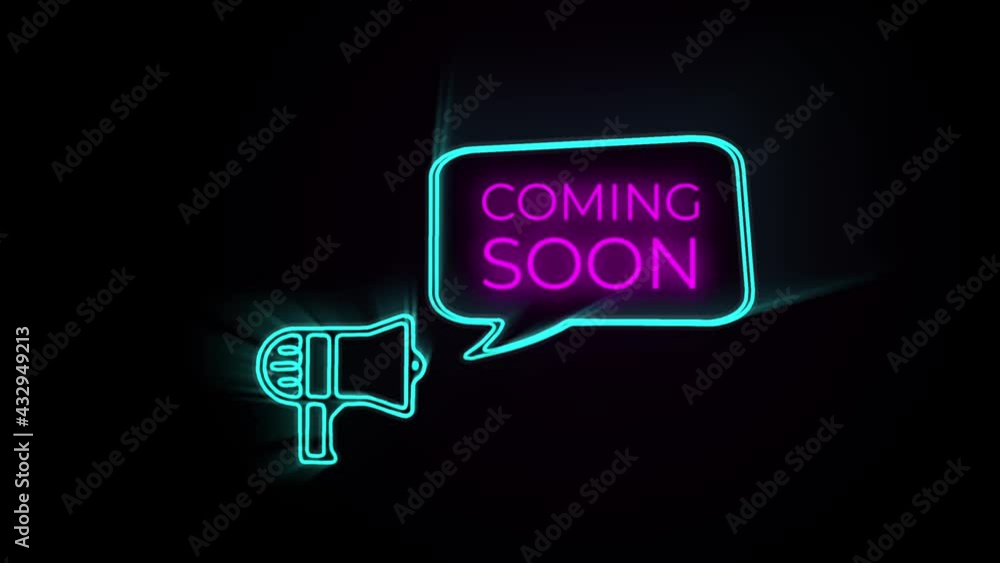 4K Retro style megaphone with speech bubble word Coming Soon. The golden shine lighting of isolated word Coming soon loop animation promote advertising concept isolate 4K Retro style megaphone with speech bubble word Coming Soon. The golden shine lighting of isolated word Coming soon loop animation promote advertising concept isolate