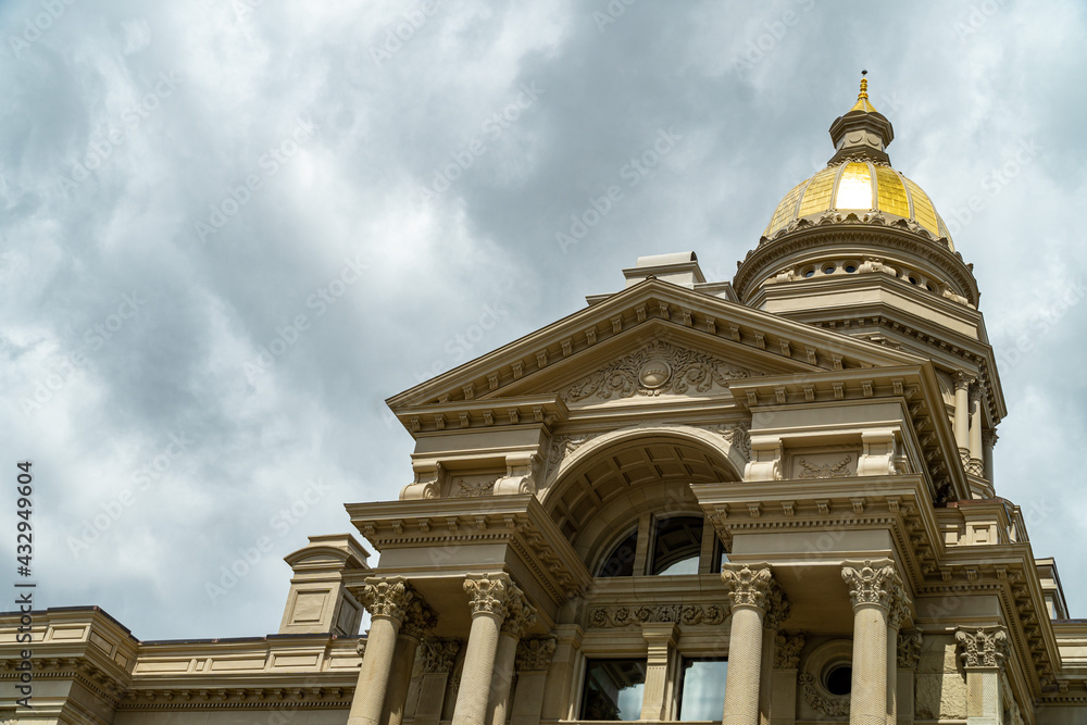 Wyoming State Capitol Building in Cheyenne, WY on a bright sunny spring day