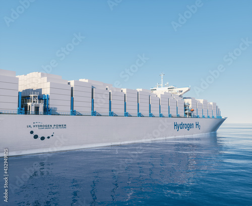 Canvas Print Liqiud Hydrogen renewable energy in vessel - LH2 hydrogen gas for clean sea tran