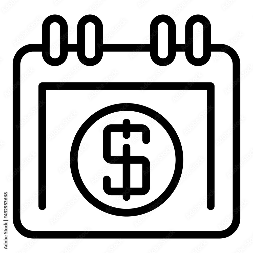 Financial planning calendar icon. Outline Financial planning calendar vector icon for web design isolated on white background Financial planning calendar icon. Outline Financial planning calendar vector icon for web design isolated on white background