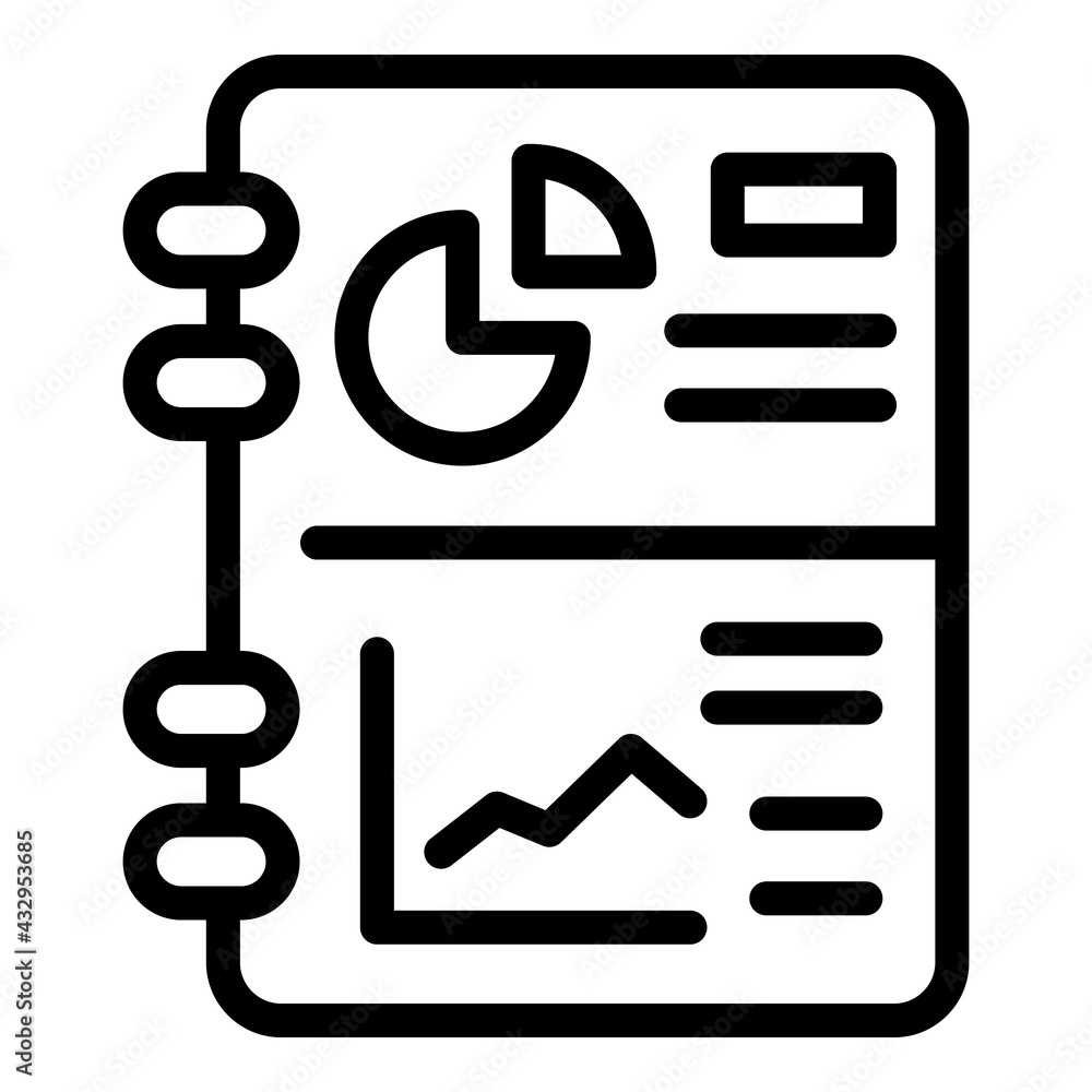 Financial planning chart notebook icon. Outline Financial planning chart notebook vector icon for web design isolated on white background Financial planning chart notebook icon. Outline Financial planning chart notebook vector icon for web design isolated on white background