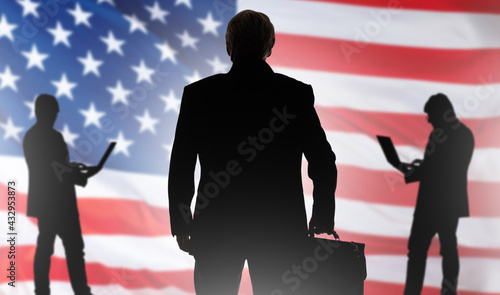 Business in the USA. Silhou...