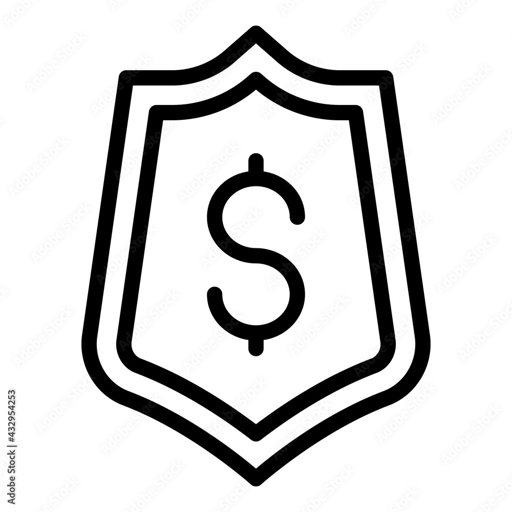Financial planning shield icon. Outline Financial planning shield vector icon for web design isolated on white background Financial planning shield icon. Outline Financial planning shield vector icon for web design isolated on white background