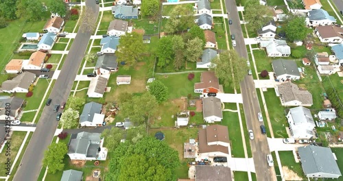 Aerial roofs of the houses in the urban landscape of a small sleeping area in Bensalem Pennsylvania USA photo