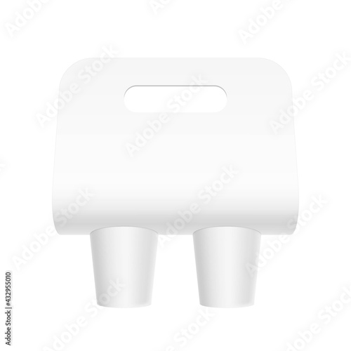 Paper cup take away carrier mockup. Vector isolated on white background. Ready to presentation your brand, logo and adv. EPS10.