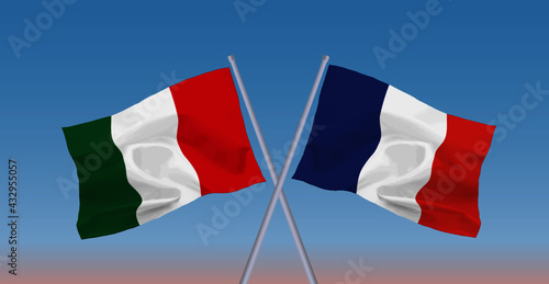 イタリアとフランスの国旗