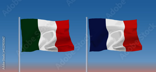 イタリアとフランスの国旗