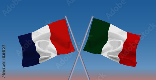 イタリアとフランスの国旗